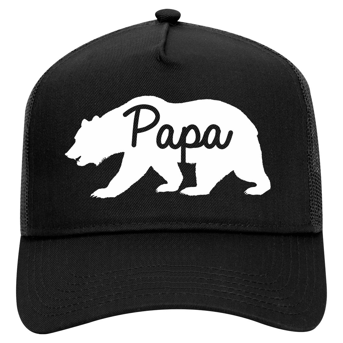 Papa Bear Mens Mesh Trucker Hat Black