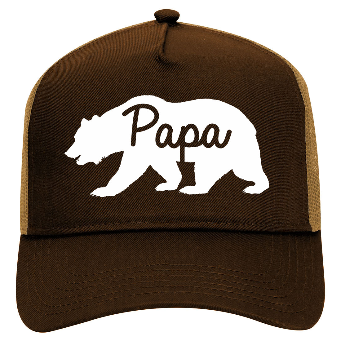 Papa Bear Mens Mesh Trucker Hat Brown