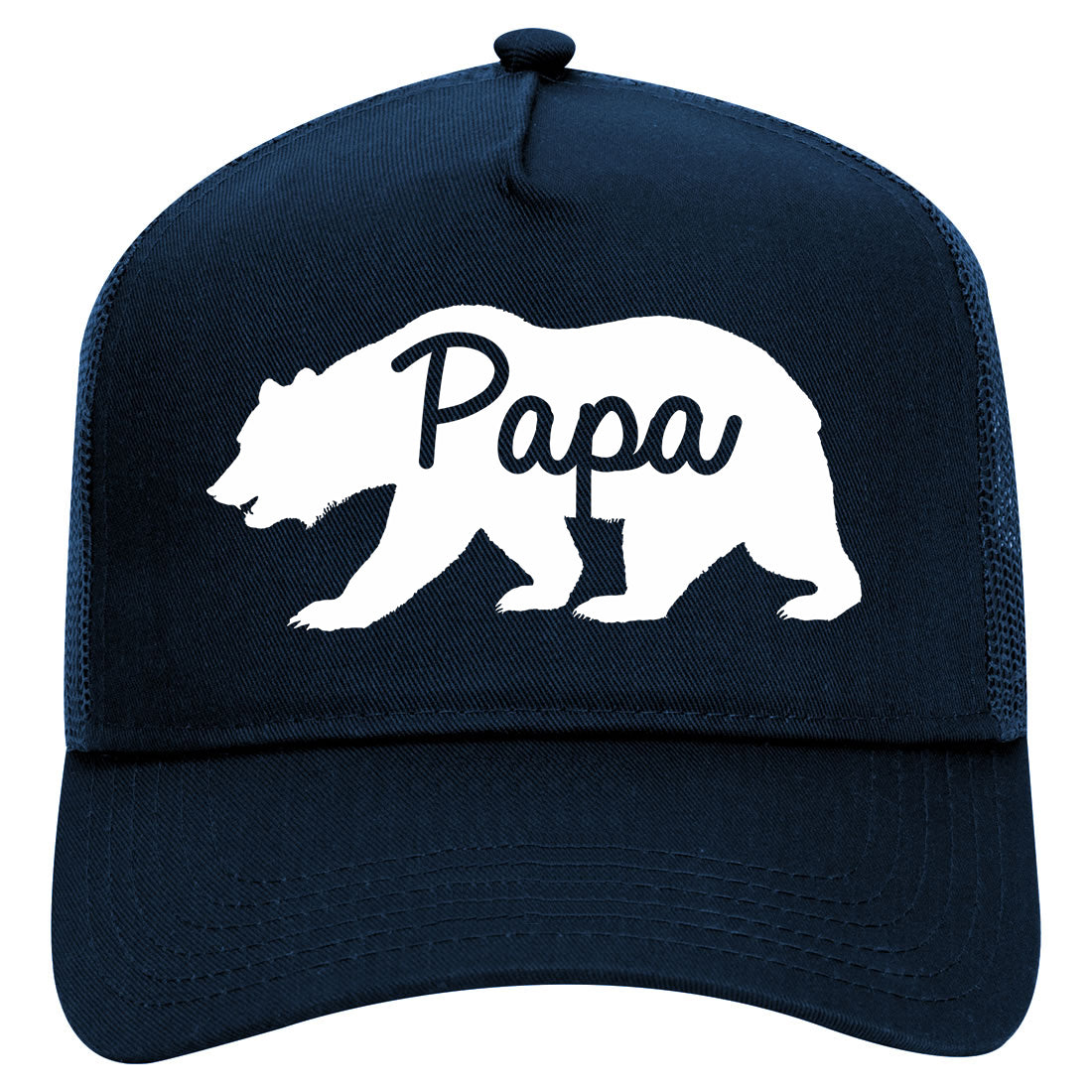 Papa Bear Mens Mesh Trucker Hat Navy Blue