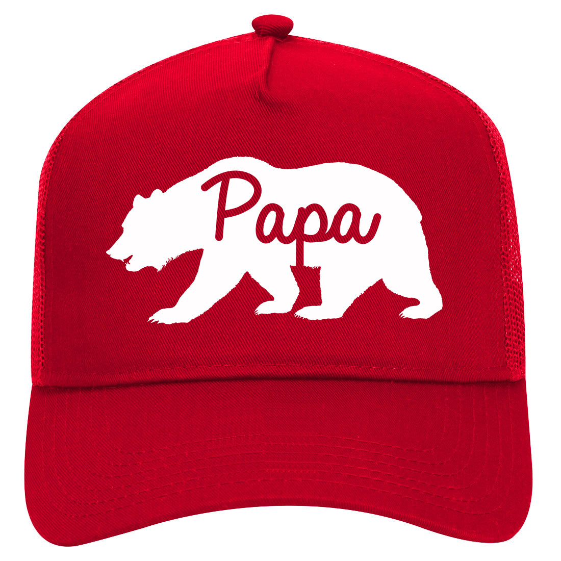Papa Bear Mens Mesh Trucker Hat Red