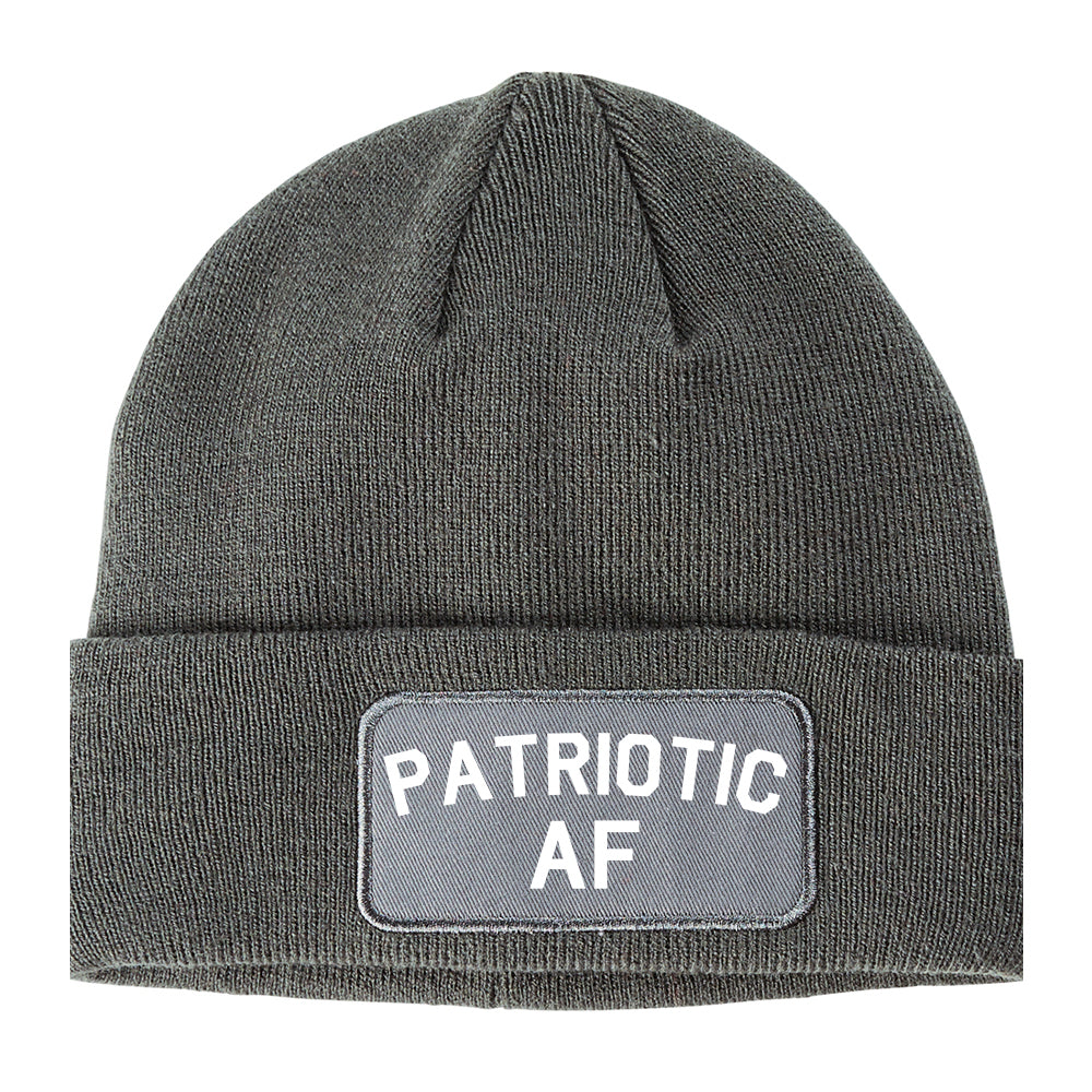 Patriotic AF American Winter Knit Adult Beanie Hat Grey
