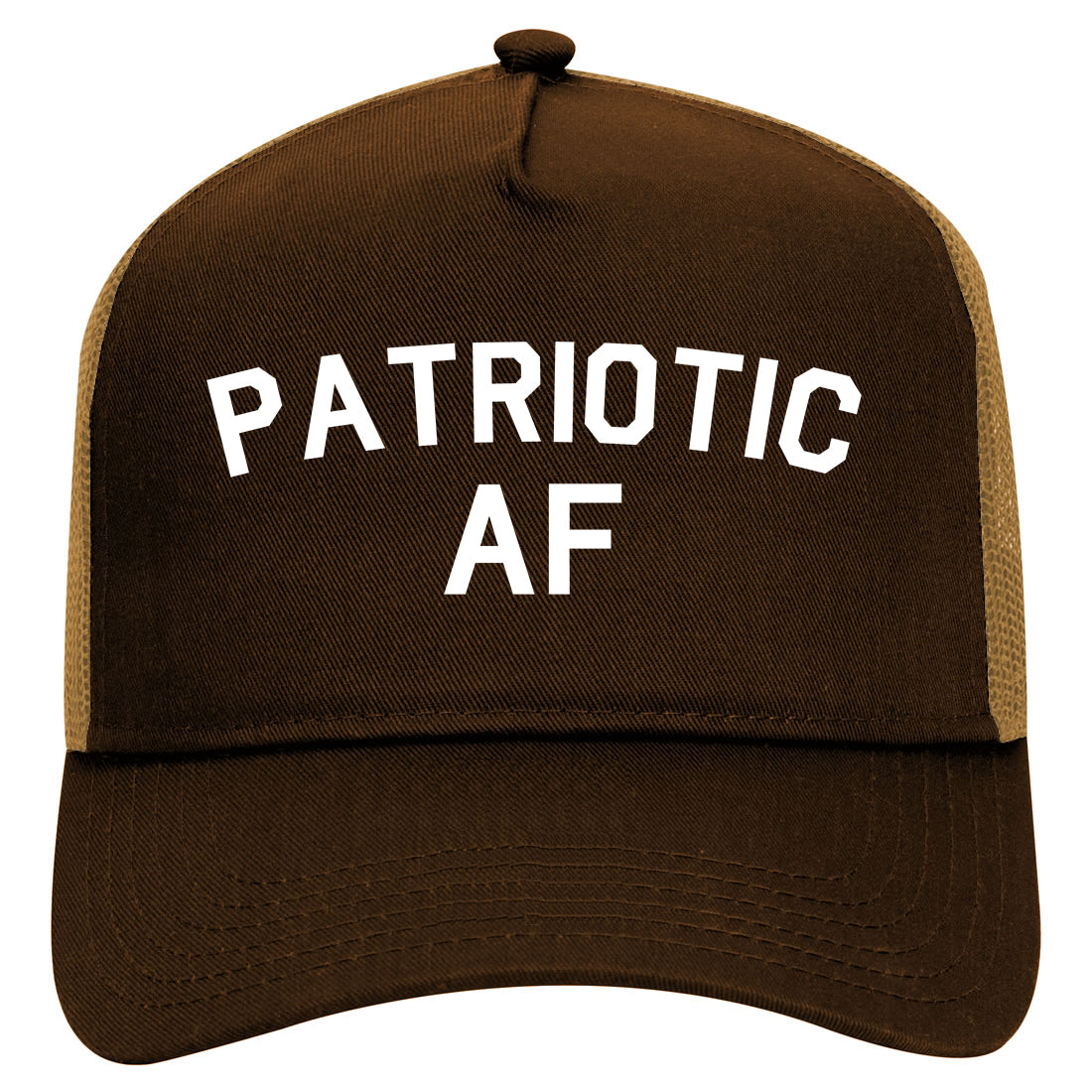 Patriotic AF American Mens Mesh Trucker Hat Brown
