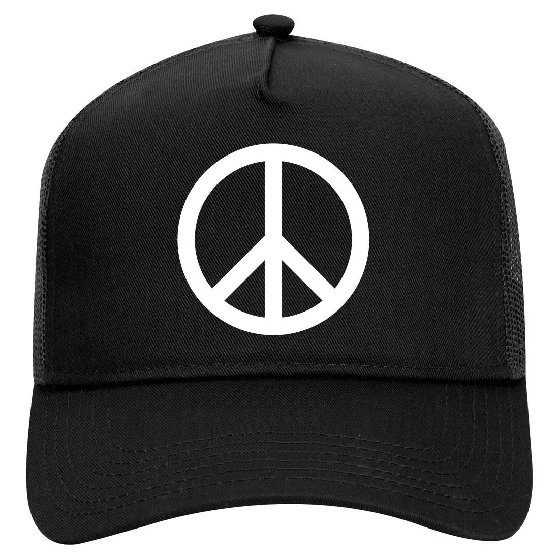 Peace Sign Symbol Mens Mesh Trucker Hat Black