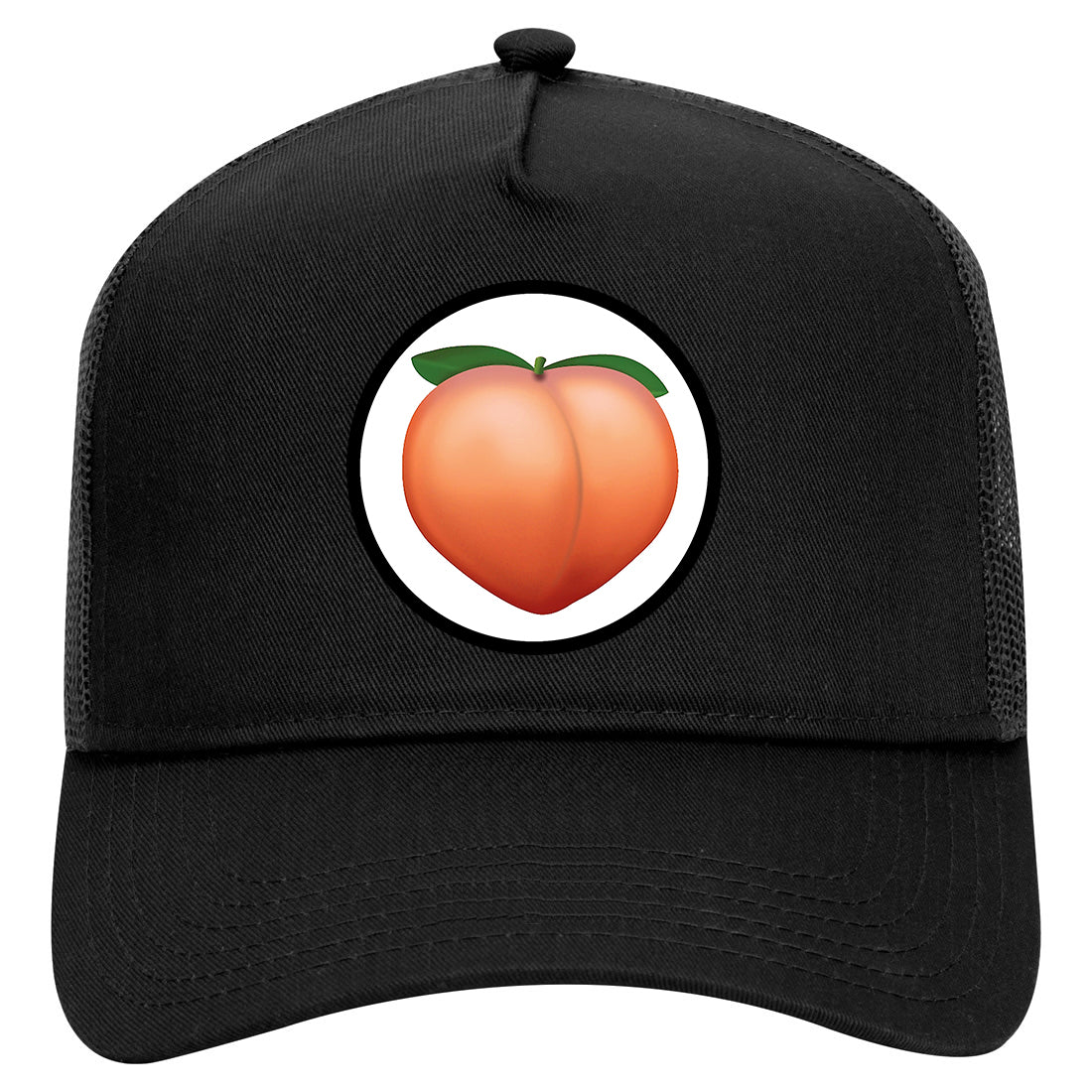 Peach Symbol Mens Mesh Trucker Hat Black