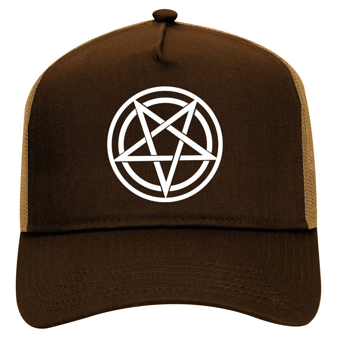 Pentagram Mens Mesh Trucker Hat Brown