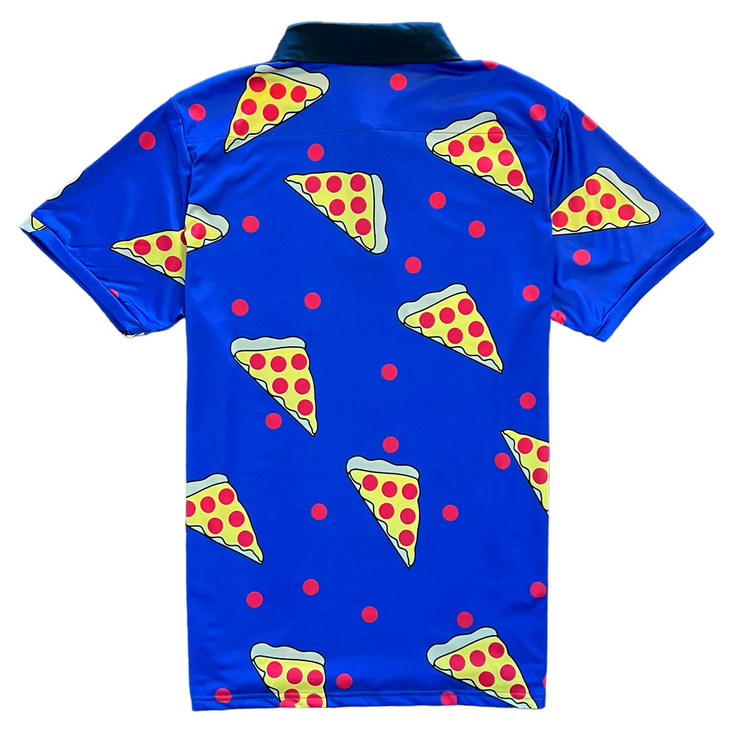 Pepperoni Pizza Pattern Mens Golf Polo Shirt Back