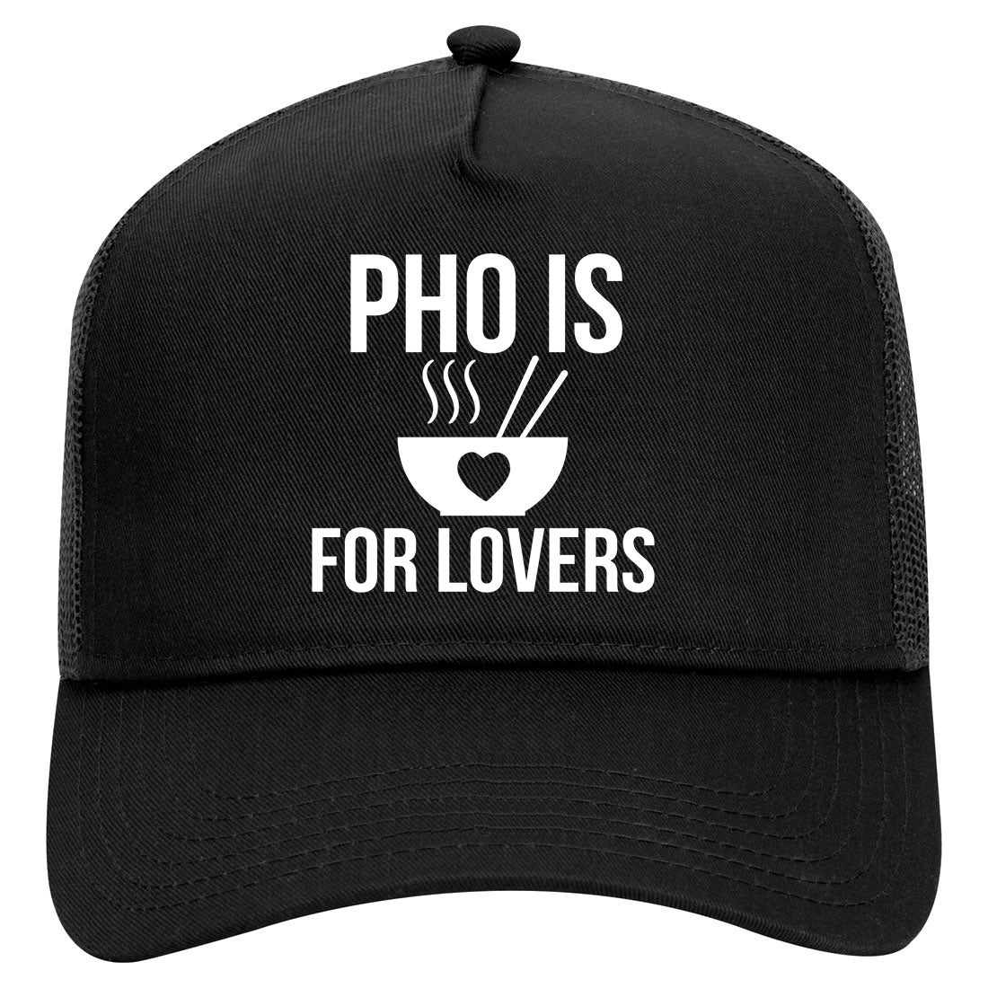 Pho Is For Lovers Foodie Mens Mesh Trucker Hat Black