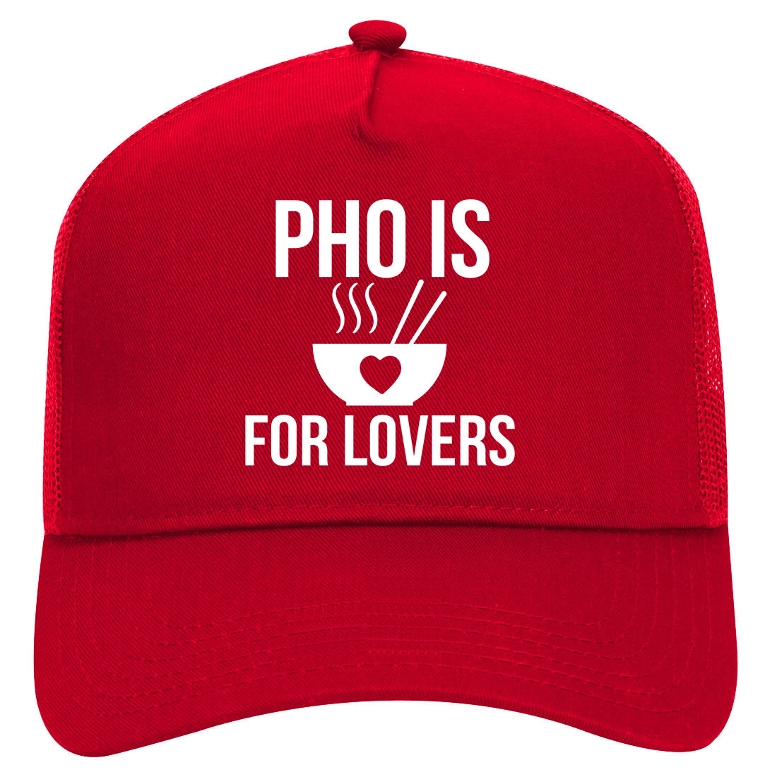 Pho Is For Lovers Foodie Mens Mesh Trucker Hat Red