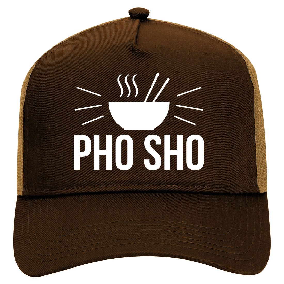 Pho Sho Vietnamese Food Mens Mesh Trucker Hat Brown