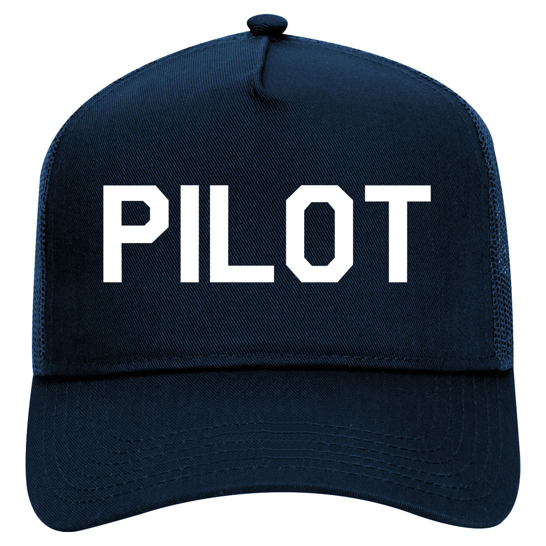 Pilot Mens Mesh Trucker Hat Navy Blue