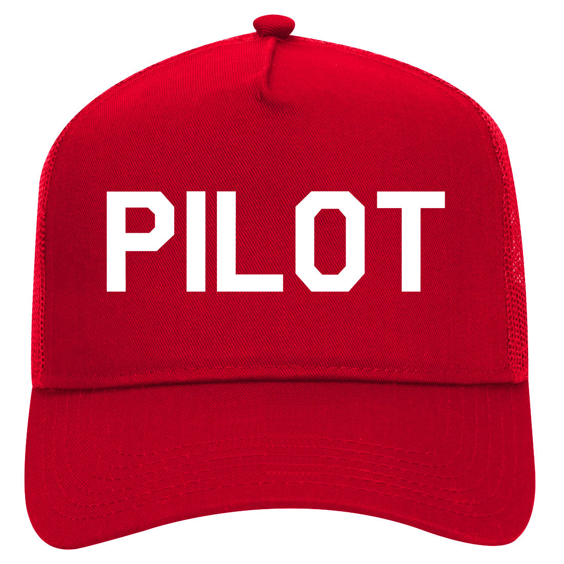 Pilot Mens Mesh Trucker Hat Red
