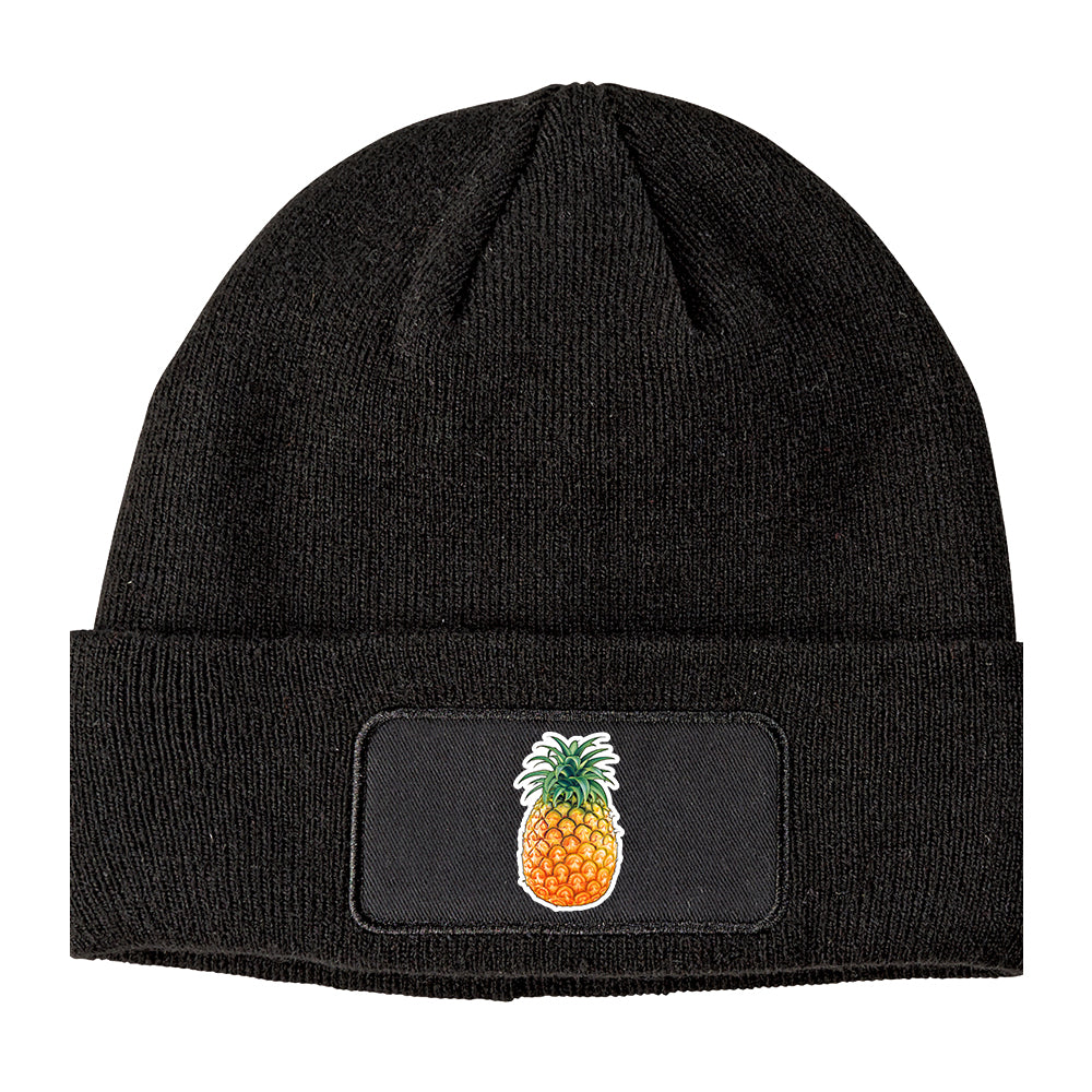 Pineapple Fruit Winter Knit Adult Beanie Hat Black