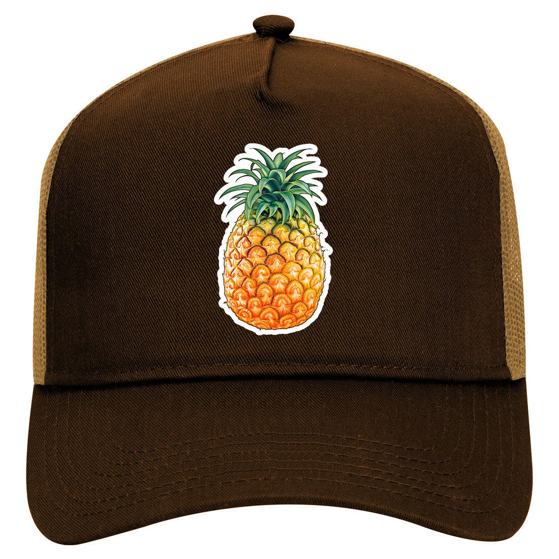 Pineapple Fruit Mens Mesh Trucker Hat Brown