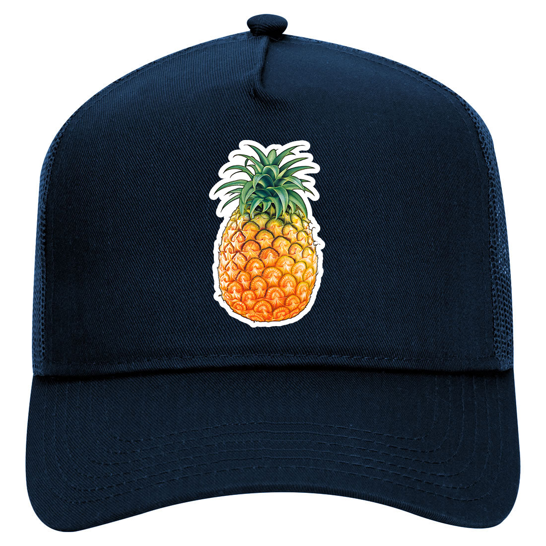 Pineapple Fruit Mens Mesh Trucker Hat Navy Blue