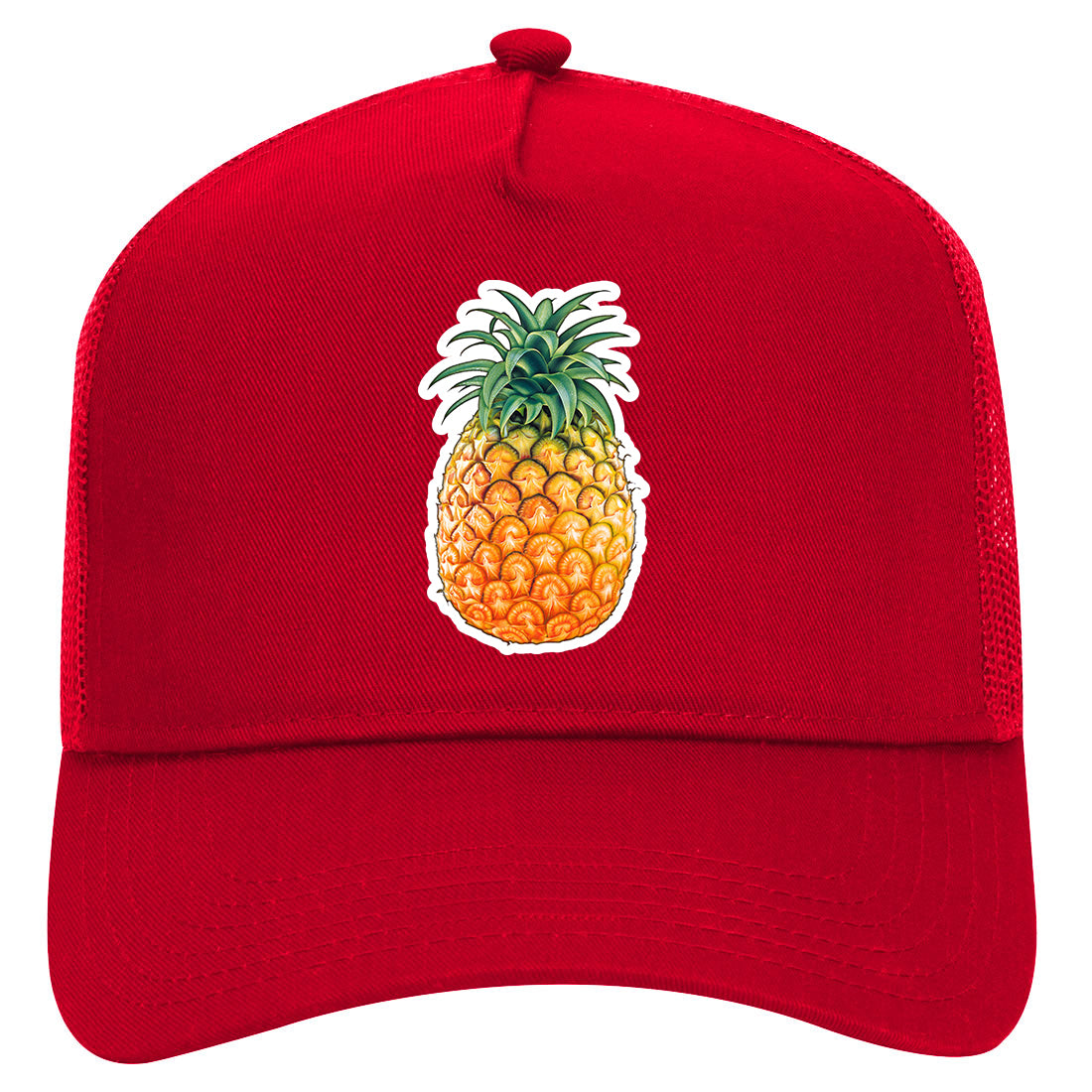Pineapple Fruit Mens Mesh Trucker Hat Red