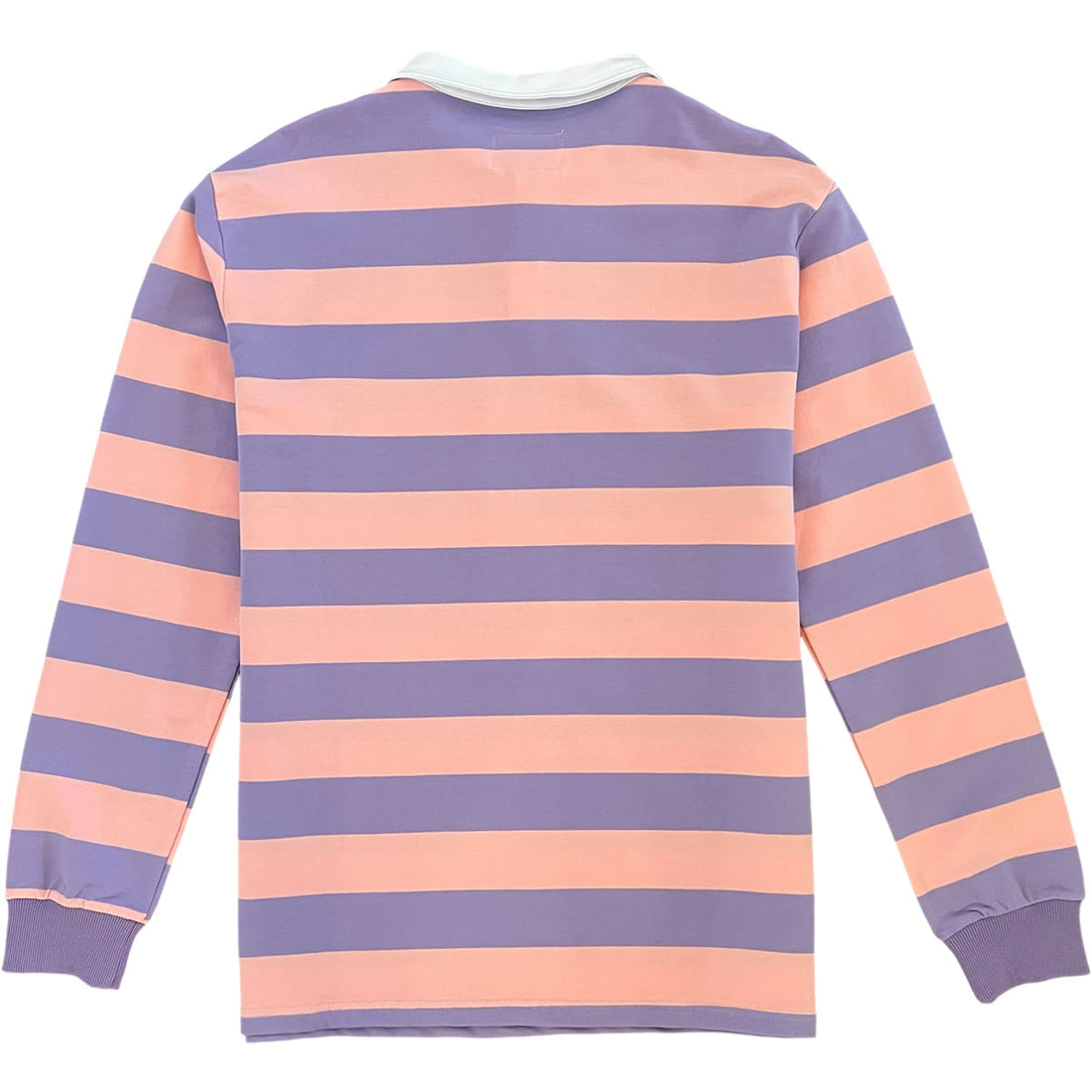 Pink And Purple Striped Mens Long Sleeve Rugby Shirt Back