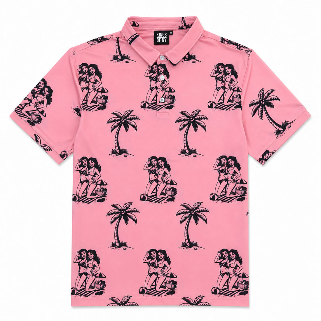 Pink Tropical Beach Party Men's Golf Polo Shirt