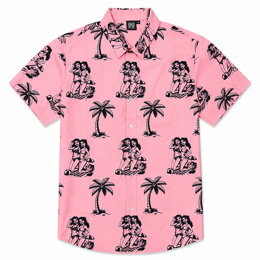 Pink Tropical Beach Party Men's Button Down Shirt