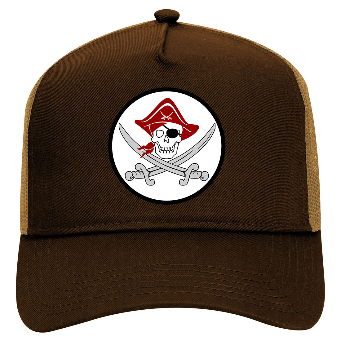 Pirate Captain And Swords Mens Mesh Trucker Hat Brown