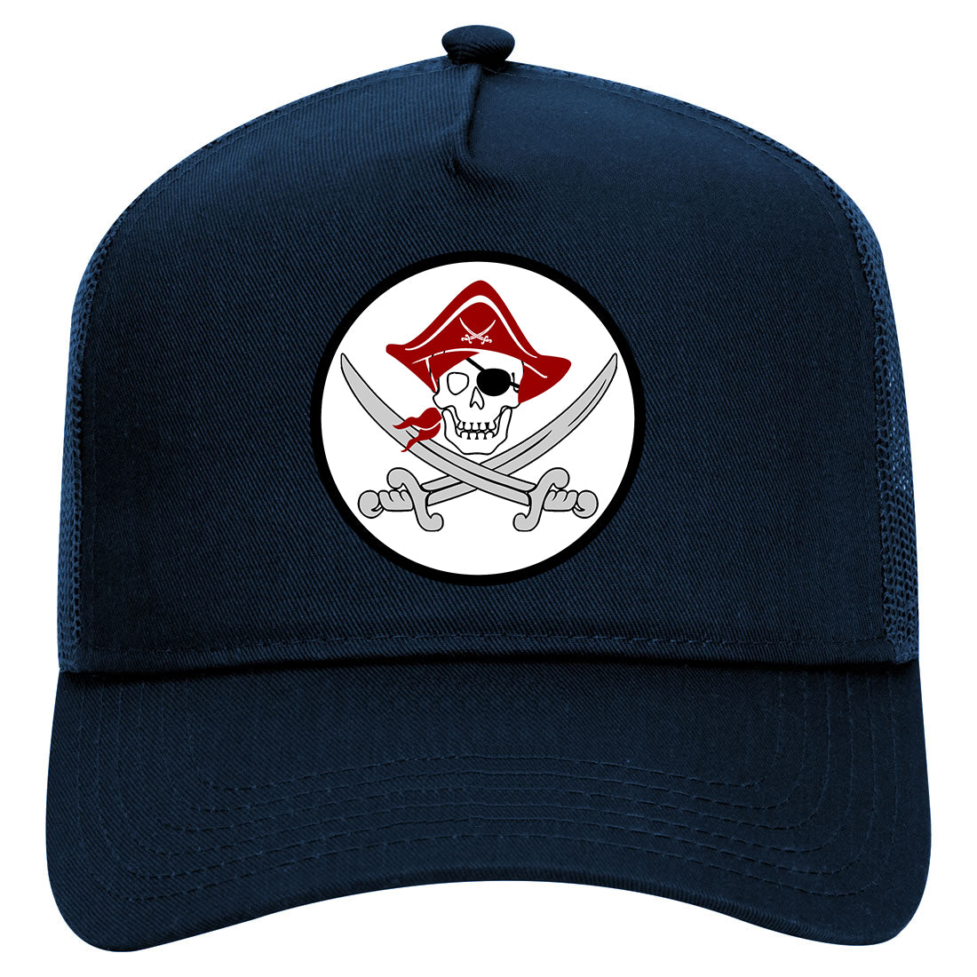 Pirate Captain And Swords Mens Mesh Trucker Hat Navy Blue