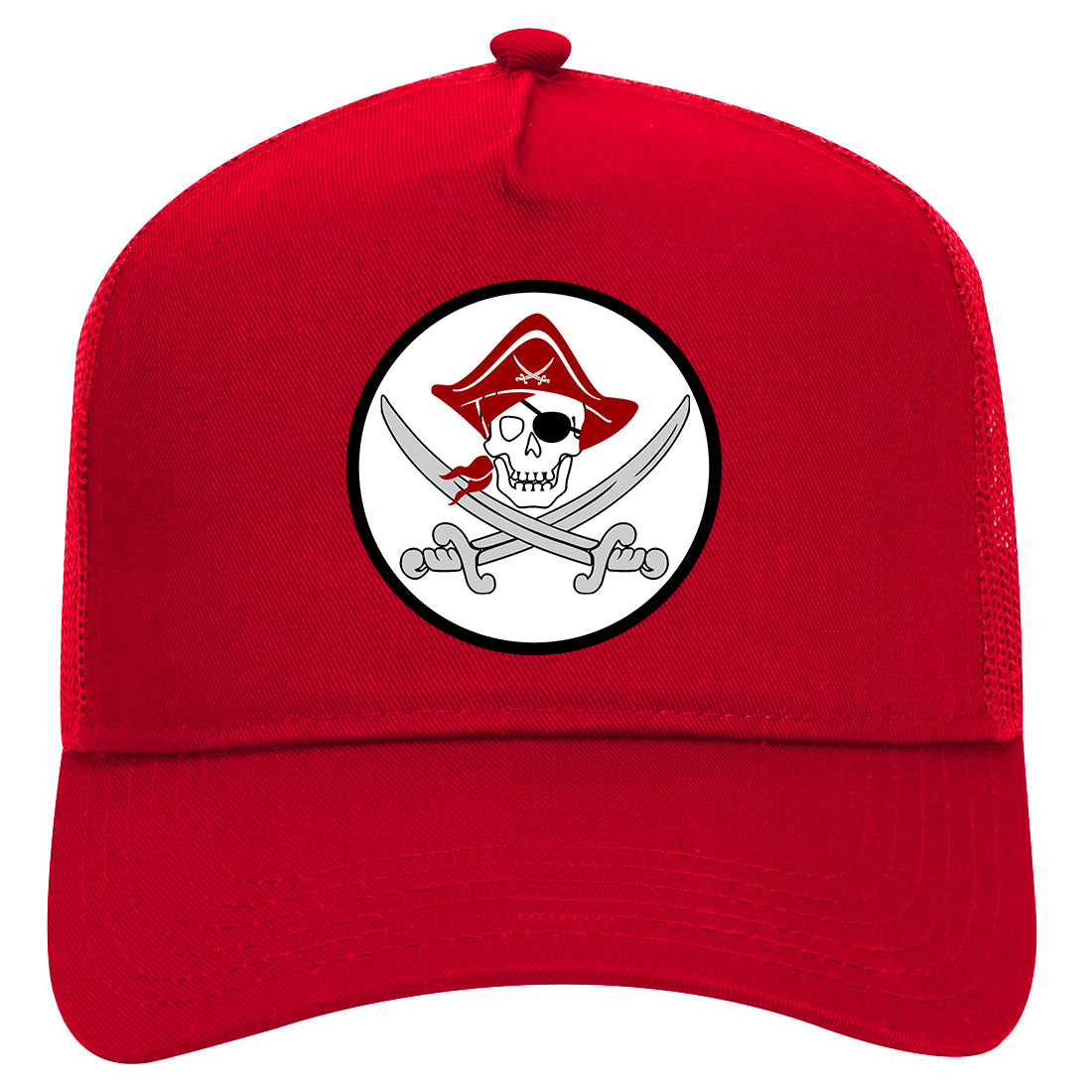 Pirate Captain And Swords Mens Mesh Trucker Hat Red