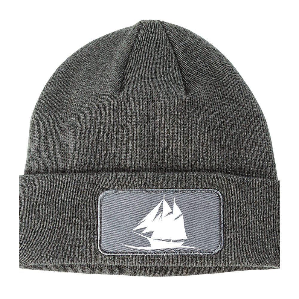 Pirate Ship Winter Knit Adult Beanie Hat Grey