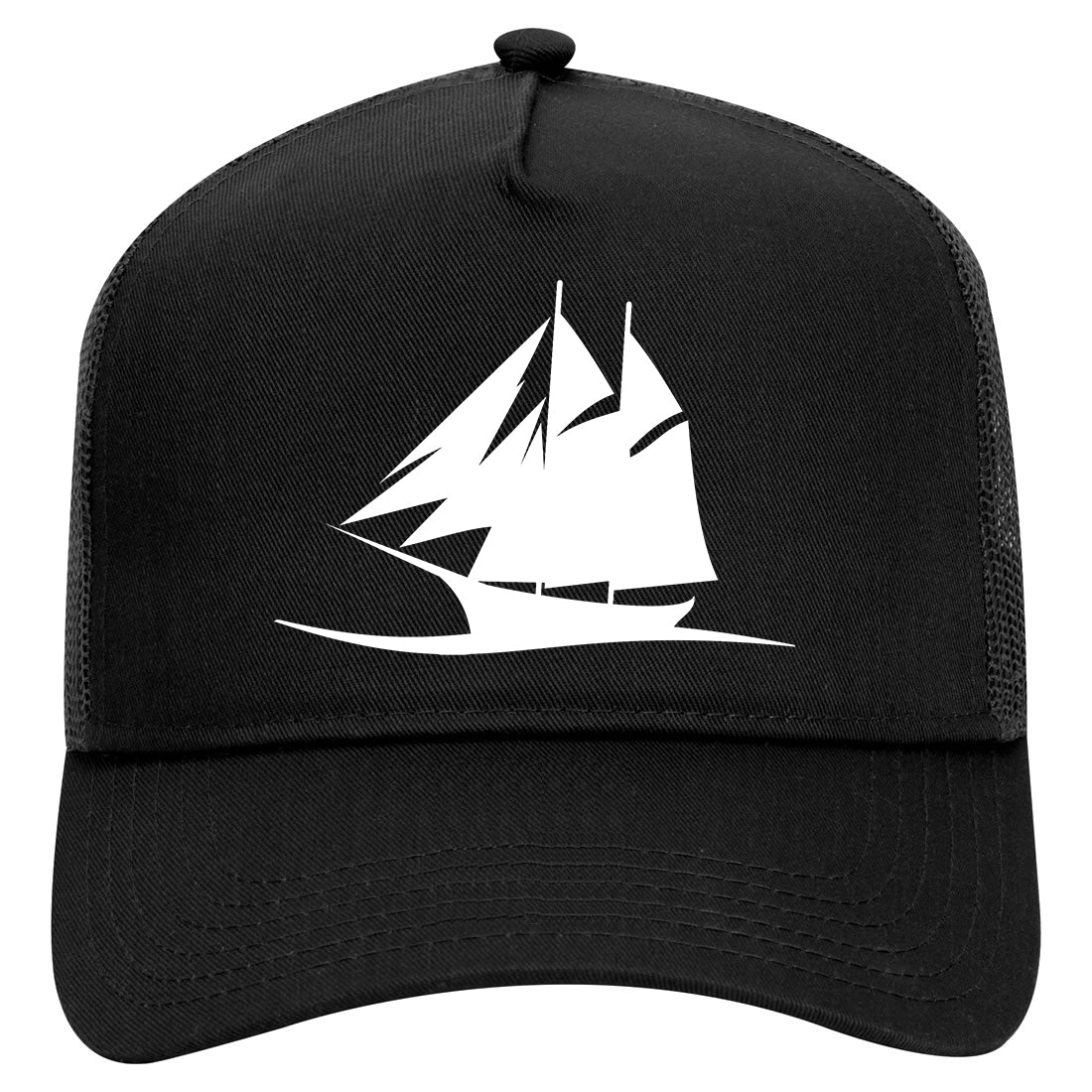 Pirate Ship Mens Mesh Trucker Hat Black