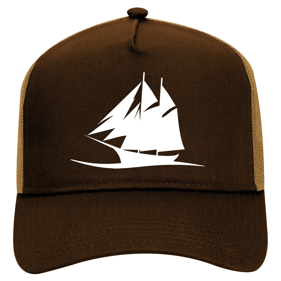 Pirate Ship Mens Mesh Trucker Hat Brown