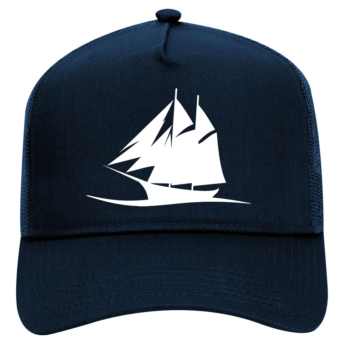 Pirate Ship Mens Mesh Trucker Hat Navy Blue