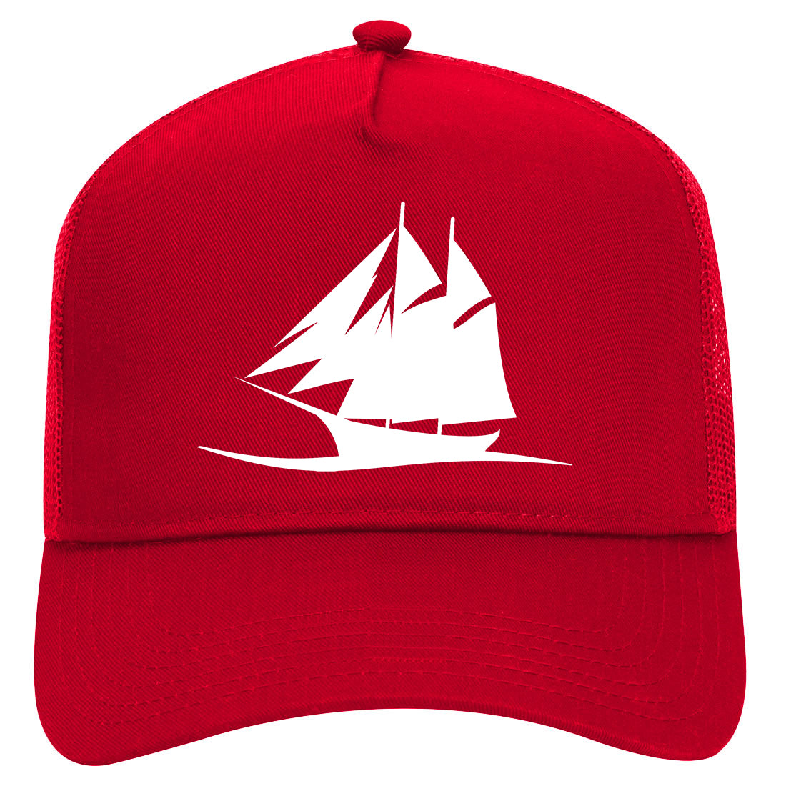 Pirate Ship Mens Mesh Trucker Hat Red