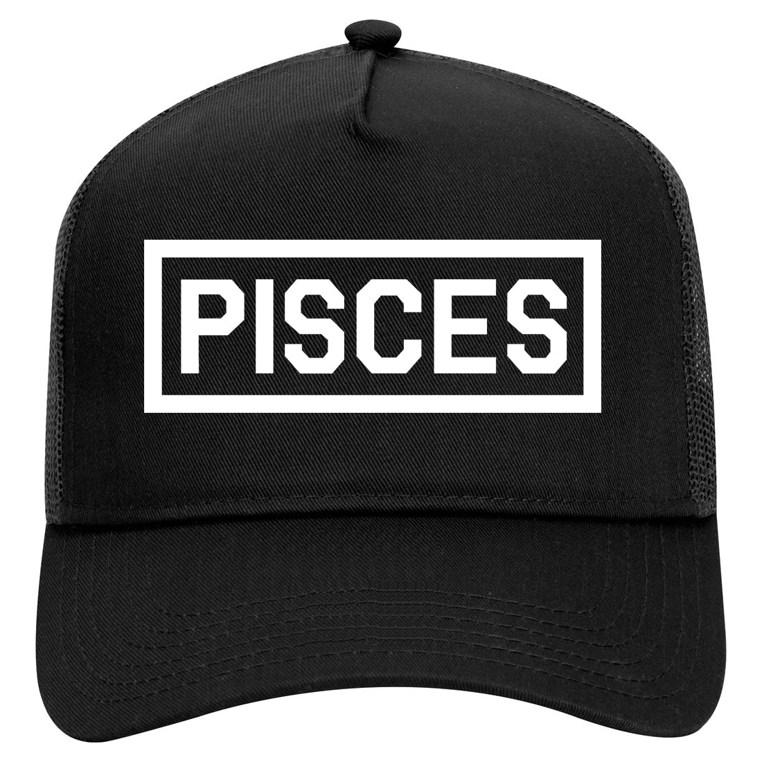 Pisces Horoscope Sign Mens Mesh Trucker Hat Black