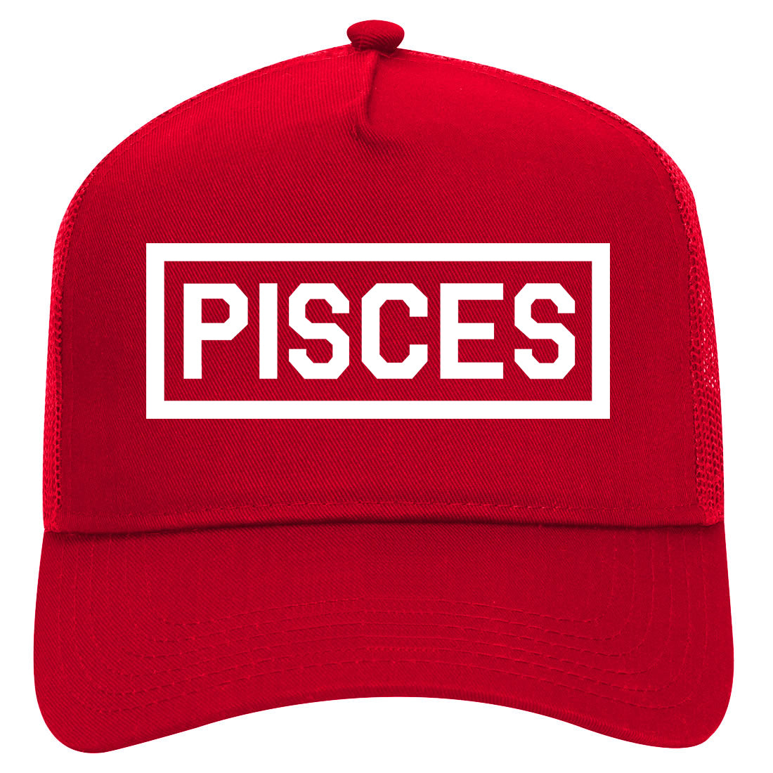 Pisces Horoscope Sign Mens Mesh Trucker Hat Red