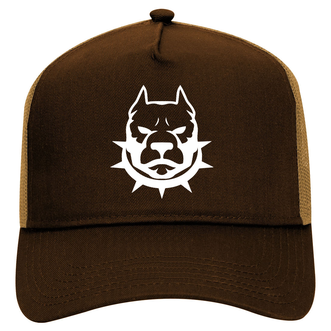 Pitbull Dad Mens Mesh Trucker Hat Brown