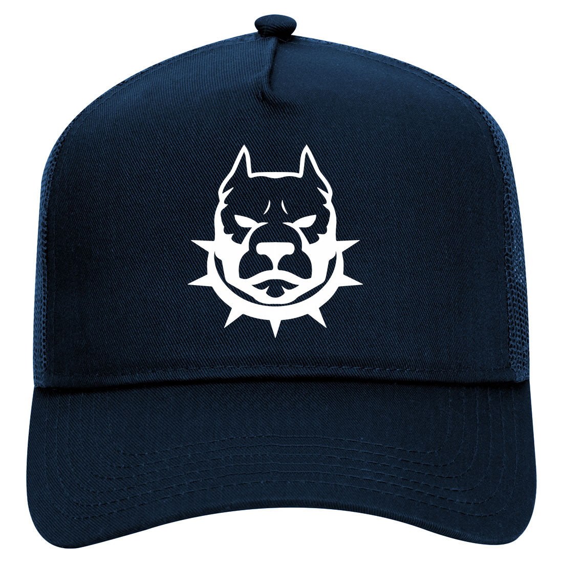 Pitbull Dad Mens Mesh Trucker Hat Navy Blue