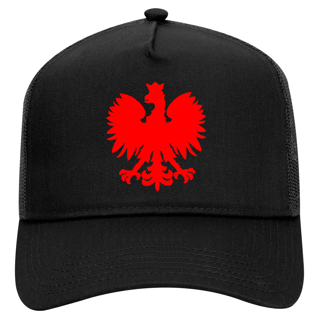 Poland Eagle Polish Pride Polska Big Mens Mesh Trucker Hat Black