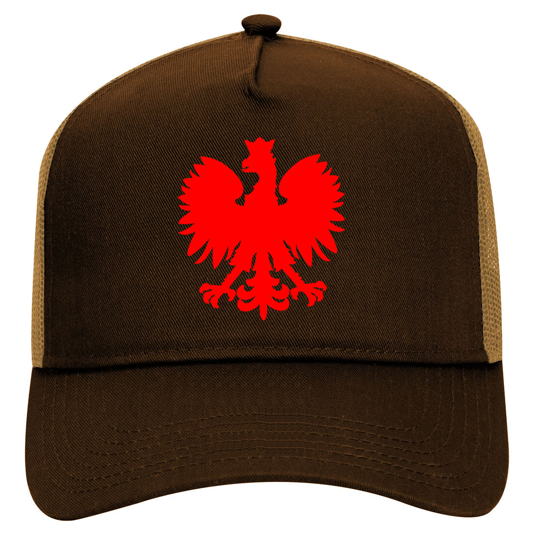 Poland Eagle Polish Pride Polska Big Mens Mesh Trucker Hat Brown