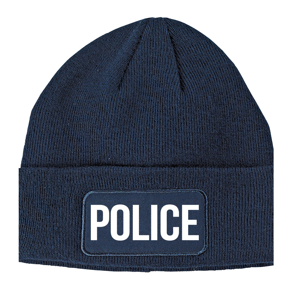 Police Uniform Cop Costume Winter Knit Adult Beanie Hat Navy Blue