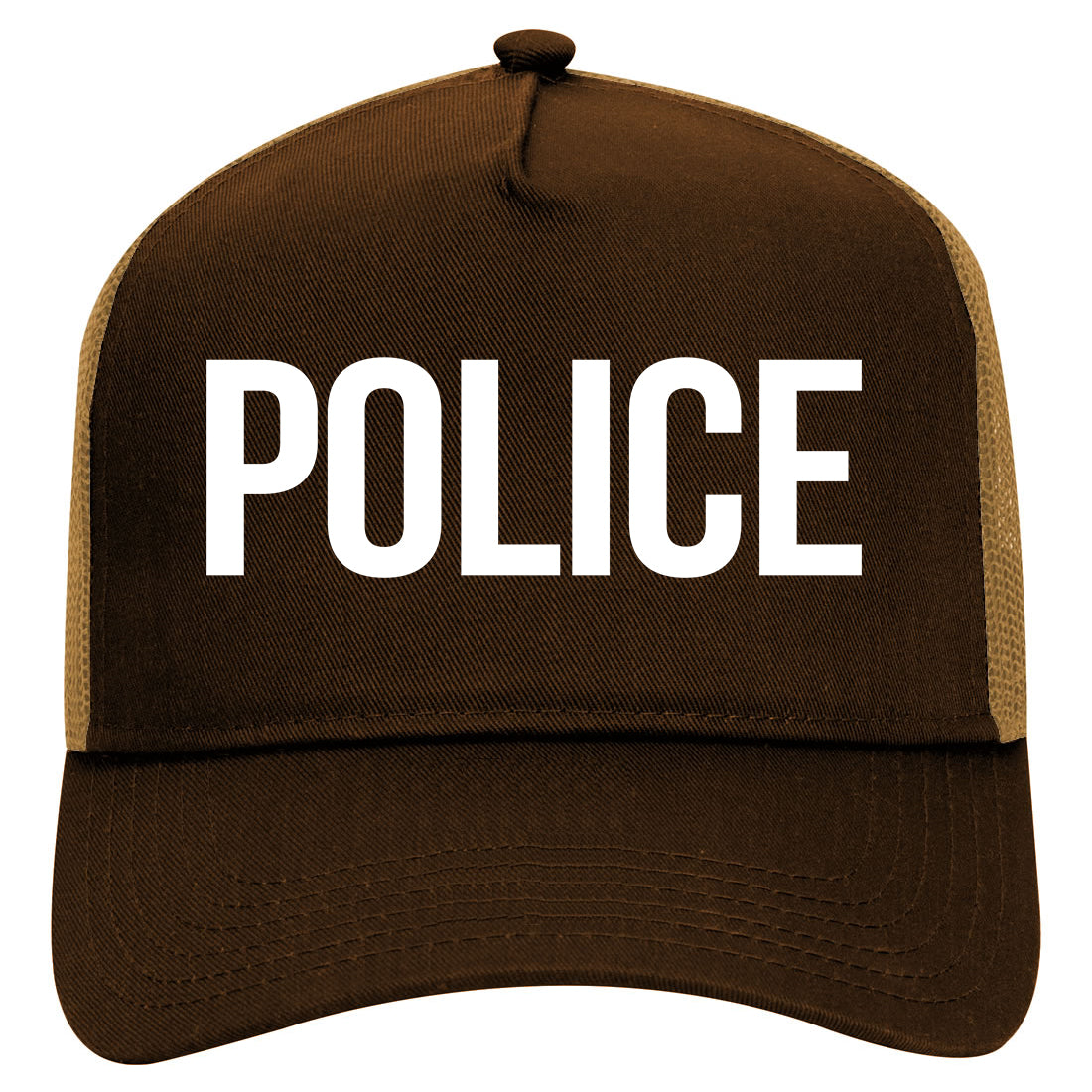 Police Uniform Cop Costume Mens Mesh Trucker Hat Brown