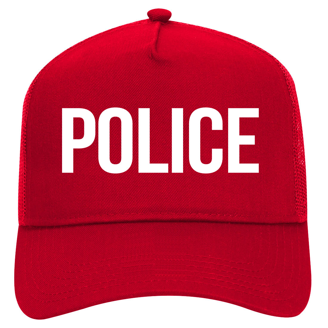 Police Uniform Cop Costume Mens Mesh Trucker Hat Red
