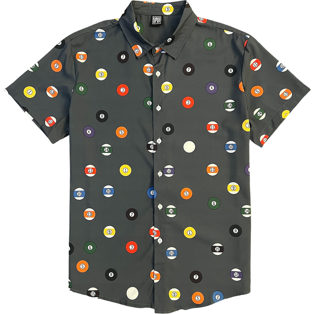 Pool Player Billiard Balls Men’s Short Sleeve Button Down Shirt