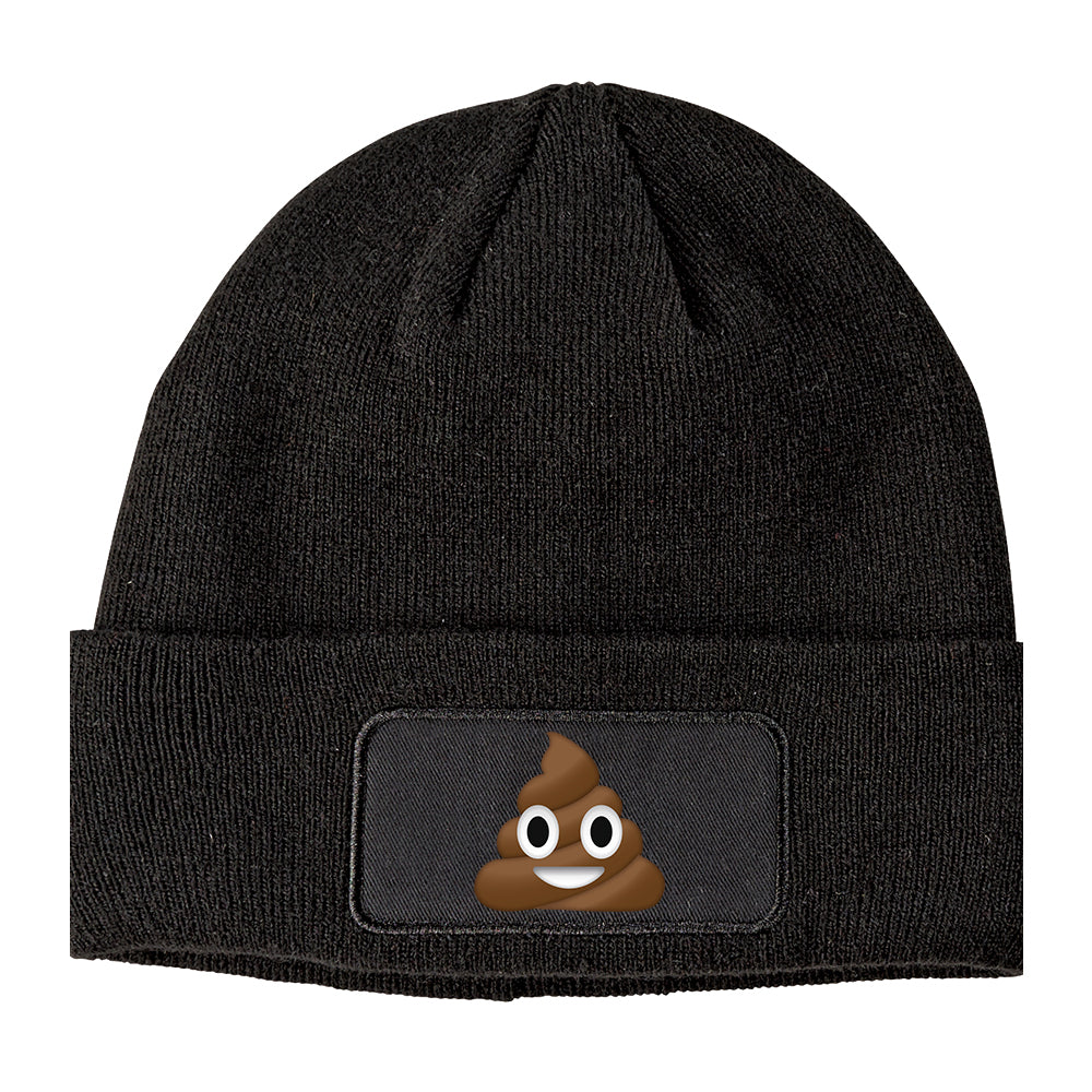Poop Face Symbol Funny Winter Knit Adult Beanie Hat Black