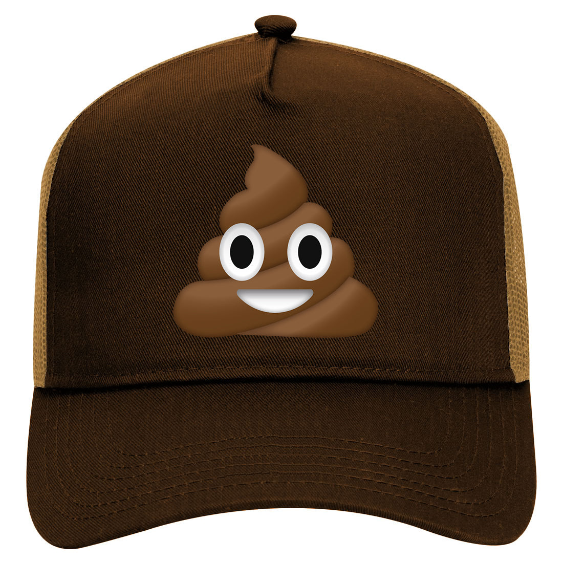 Poop Face Symbol Funny Mens Mesh Trucker Hat Brown
