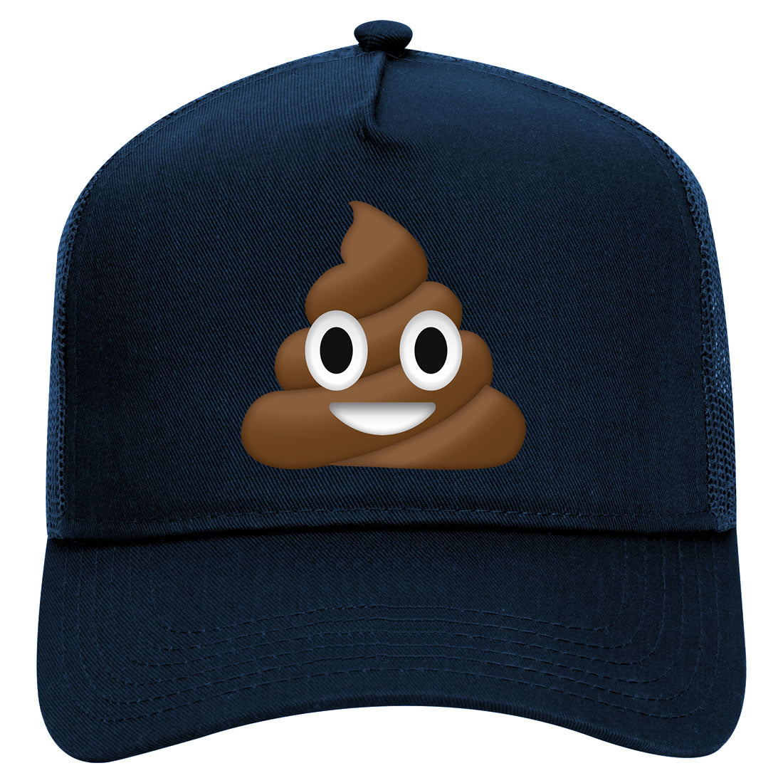 Poop Face Symbol Funny Mens Mesh Trucker Hat Navy Blue