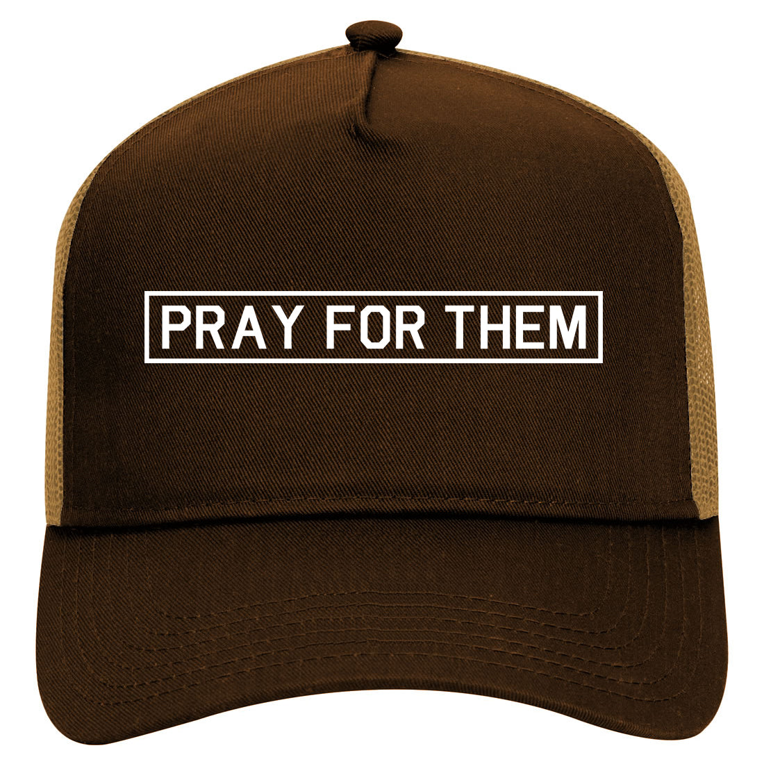 Pray For Them Mens Mesh Trucker Hat Brown