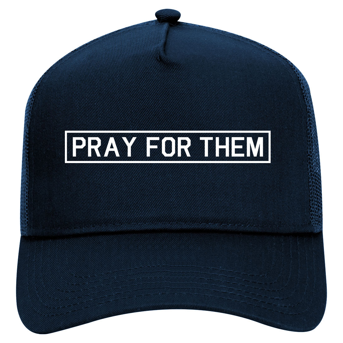 Pray For Them Mens Mesh Trucker Hat Navy Blue