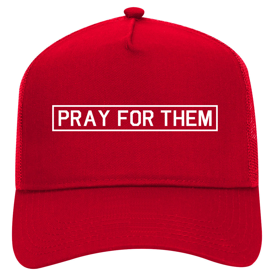 Pray For Them Mens Mesh Trucker Hat Red