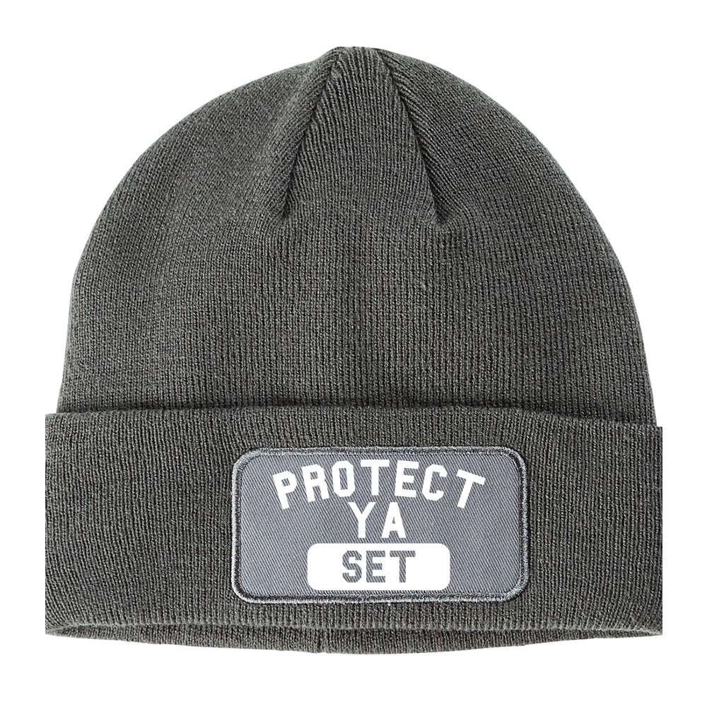 Protect Ya Set Winter Knit Adult Beanie Hat Grey