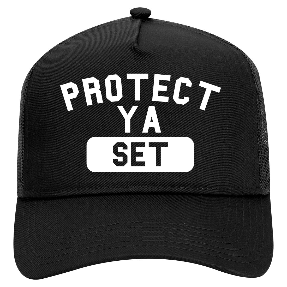 Protect Ya Set Mens Mesh Trucker Hat Black
