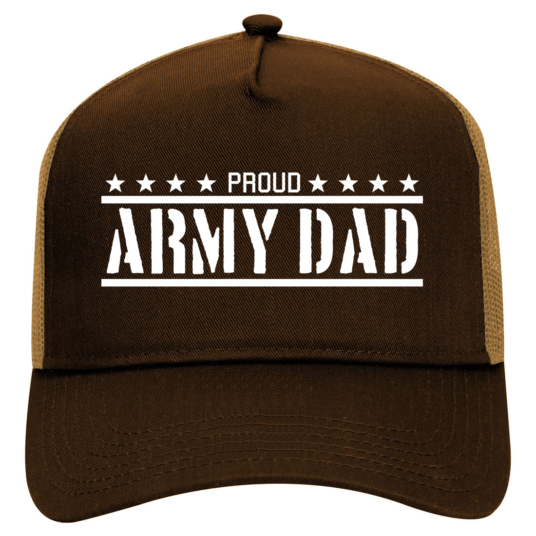 Proud Army Dad Military Mens Mesh Trucker Hat Brown