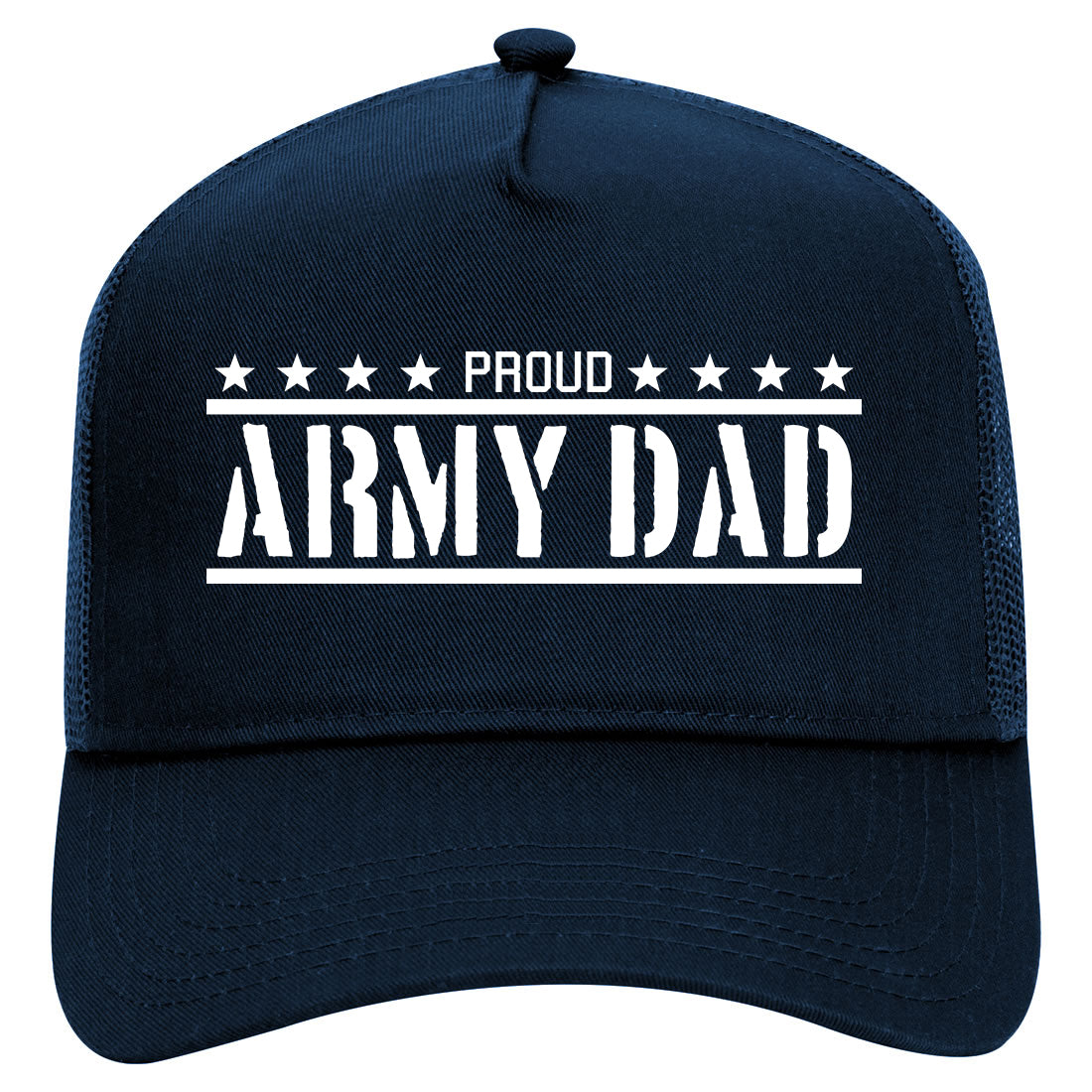Proud Army Dad Military Mens Mesh Trucker Hat Navy Blue